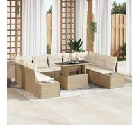 vidaXL Set Divano da Giardino 10 pcs Beige Poly Rattan