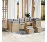 vidaXL Set Divano da Giardino 10 pcs Beige polyrattan