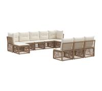 vidaXL Set di divani da giardino 10 pezzi in rattan artificiale beige, divano moderno per mobili da esterno, design resistente alle intemperie per patio, imbottitura confortevole e stile modulare