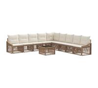 vidaXL Set Divano da Giardino 10 pcs Beige polyrattan, Divano da giardino moderno, resistente alle intemperie, design modulare, cuscinetti regolabili, arredamento per esterni