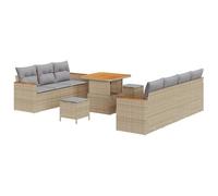 vidaXL Set Divano da Giardino 10 PCS Beige polyrattan, Giardino e terrazzo, arredo Esterno Moderno, Divano in Rattan, Set Patio, Cuscini in Schiuma, Copertura Zip