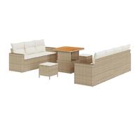 vidaXL Set di divani da Giardino modulare in Rattan da 10 Pezzi, con Cuscini Beige e Crema. È stiloso e Comodo, Perfetto per Il Tuo Patio o Balcone, con Piedi Regolabili Inclusi, Ideale per la terraz