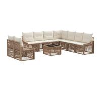vidaXL Set Divano da Giardino 10 pcs Beige polyrattan, Piedini regolabili, divano rattan moderno, arredo estivo resistente, salotto modulare per il giardino, posti in patio
