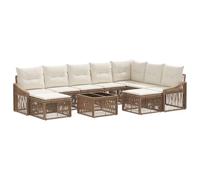 vidaXL Set Divano da Giardino 10 pcs Beige polyrattan, Set divano da esterno, con cuscinetti regolabili, resistente alle intemperie, design modulare, telaio in polietilene