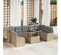 vidaXL Set Divano da Giardino 10 pcs Beige Rattan in Polipropilene