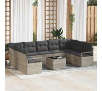 vidaXL Set Divano da Giardino 10 pcs Grigio chiaro Poly Rattan