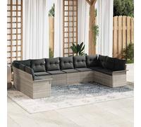 vidaXL Set Divano da Giardino 10 pcs Grigio chiaro polyrattan