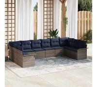 vidaXL Set Divano da Giardino 10 pcs Grigio chiaro polyrattan, Divano moderno da giardino e terrazza, materiali resistenti UV, soluzione flessibile per l'arredo estivo