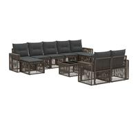 vidaXL Set Divano da Giardino 10 pcs Grigio e Grigio Scuro polyrattan