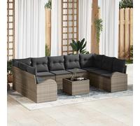 vidaXL Set Divano da Giardino 10 pcs Grigio Poly Rattan
