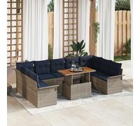 vidaXL Set Divano da Giardino 10 pcs Grigio Poly Rattan, Giardino e terrazza, set moderno di mobili da esterno per rilassarsi, divano e lettino resistenti ai raggi UV
