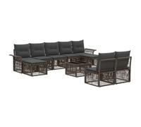 vidaXL Set Divano da Giardino 10 pcs Grigio polyrattan