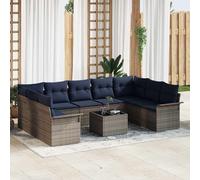 vidaXL Set Divano da Giardino 10 pcs Grigio polyrattan, Divano da giardino e terrazza, moderno e modulare, materiali resistenti ai raggi UV, lounge estiva