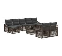 vidaXL Set Divano da Giardino 10 pcs Grigio polyrattan