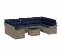 vidaXL Set Divano da Giardino 10 pcs Grigio polyrattan, Divano da giardino e terrazza, moderno e modulare, materiali resistenti ai raggi UV, lounge estiva