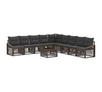 vidaXL Set Divano da Giardino 10 pcs Grigio polyrattan, Divano da giardino moderno, resistente alle intemperie, design modulare, cuscinetti regolabili, arredamento per esterni
