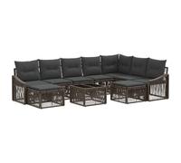 vidaXL Set Divano da Giardino 10 pcs Grigio polyrattan, Set divano da esterno, con cuscinetti regolabili, resistente alle intemperie, design modulare, telaio in polietilene