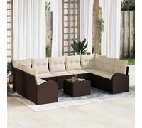 vidaXL Set Divano da Giardino 10 pcs Marrone Poly Rattan
