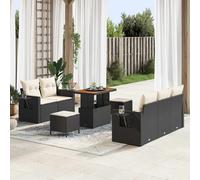 vidaXL Set Divano da Giardino 10 pcs Nero e Crema polyrattan