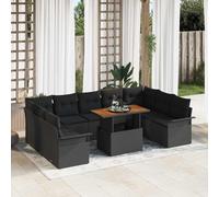 vidaXL Set Divano da Giardino 10 pcs Nero Poly Rattan