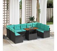 vidaXL Set Divano da Giardino 10 pcs Nero Poly Rattan, Giardino e terrazza, set moderno di mobili da esterno per rilassarsi, divano e lettino resistenti ai raggi UV