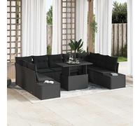 vidaXL Set Divano da Giardino 10 pcs Nero Poly Rattan