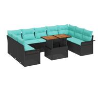 vidaXL Set Divano da Giardino 10 pcs Nero Poly Rattan, Giardino e terrazza, set moderno di mobili da esterno per rilassarsi, divano e lettino resistenti ai raggi UV