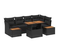 vidaXL Set da Giardino in Rattan Nero di 6 Pezzi con Cuscini di Design modulare e Regolabile, Perfetto per spazi Esterni. Facile da Mantenere e Offre Una Seduta Confortevole. Ideale per terrazze e