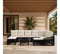 vidaXL Set Divano da Giardino 10 pcs Nero polyrattan, Set divano da esterno, con cuscinetti regolabili, resistente alle intemperie, design modulare, telaio in polietilene