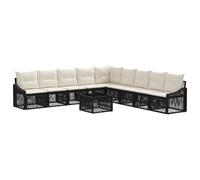 vidaXL Set Divano da Giardino 10 pcs Nero polyrattan