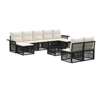 vidaXL Set Divano da Giardino 10 pcs Nero polyrattan
