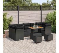 vidaXL Set Divano da Giardino 10 pcs Nero polyrattan
