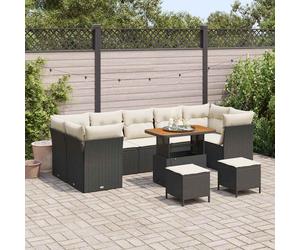vidaXL Set Divano da Giardino 10 pcs Nero polyrattan