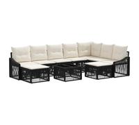 vidaXL Set Divano da Giardino 10 pcs Nero polyrattan, Set divano da esterno, con cuscinetti regolabili, resistente alle intemperie, design modulare, telaio in polietilene