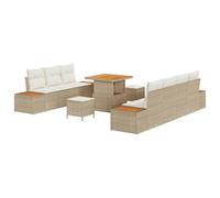 vidaXL Set Divano da Giardino 10 Pezzi con Cuscini Beige Polyrattan Arredamento da Esterno Seduta per 6 Persone Perfetto per Terrazze e Balconi Sezionale Divano a Tre Posti da Patio