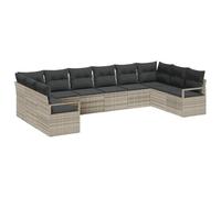 vidaXL Set Divano da Giardino 10 Pezzi con Cuscini Grigio Chiaro Rattan, Divano da Giardino 2 Persone con Cuscini Grigio Rattan