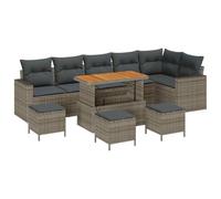 vidaXL Set Divano da Giardino 10 Pezzi con Cuscini Grigio Polyrattan Comodo Posto All'aperto per 4 Poltrona Divano d'Amore Divano a 2 Posti Mobili Divano Modulare Sezionale Lounge