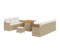 vidaXL Set Divano da Giardino 10 Pezzi con Sedute Esterne e Cuscini in Rattan Intrecciato Beige, Panna e Bianco per Arredare Il Tuo Patio o Terrazza