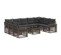 vidaXL Set divano da giardino, 10 pezzi, grigio e grigio scuro, moderno salotto da giardino, resistente alle intemperie, design modulare, divano esterno per rilassarsi sul patio