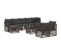 vidaXL Set divano da giardino 10 pezzi grigio polyrattan, mobili da giardino moderni, divano esterno resistente alle intemperie, design modulabile per un elegante angolo relax