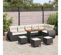 vidaXL Set Divano da Giardino 10 pz 10-Numero di posti Nero e Crema