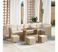 vidaXL Set Divano da Giardino 10 pz 6-Numero di posti beige e panna