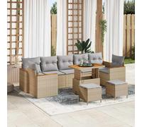 vidaXL Set Divano da Giardino 10 pz 7-Numero di posti Beige