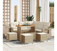 vidaXL Set Divano da Giardino 10 pz 7-Numero di posti Beige e Crema