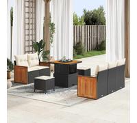 DIVANI DA GIARDINO VIDAXL Set da 10 pcs, Polyrattan, legno naturale, 80x80x71 cm