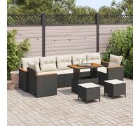 vidaXL Set Divano da Giardino 10 pz 7-Numero di posti Nero Poly Rattan