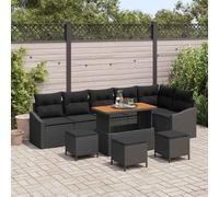 vidaXL Set Divano da Giardino 10 pz 8-Numero di posti Nero Poly Rattan