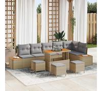 vidaXL Set Divano da Giardino 10 pz 9-Numero di posti Beige