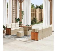 vidaXL Set Divano da Giardino 10 pz 9-Numero di posti Beige e Crema