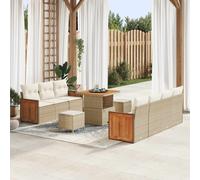 vidaXL Set Divano da Giardino 10 pz 9-Numero di posti Beige e Crema